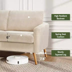 Dyonery 68 Loveseat Sofa, Modern Upholstered Couch with 24 Deep Seat, Padded Arms, Small Comfy Sofa for Living Room