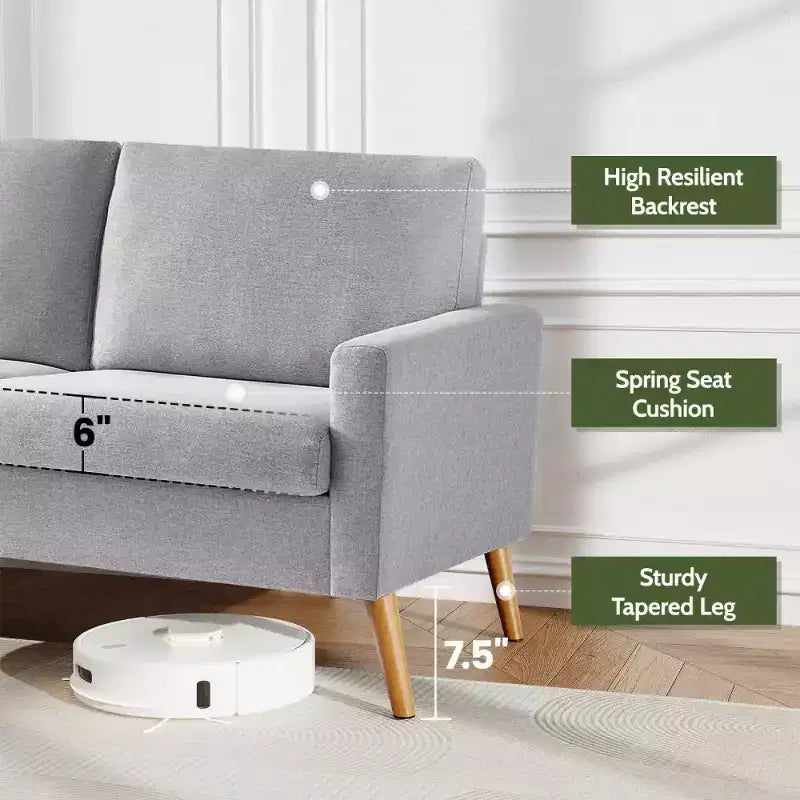 Dyonery 68 Loveseat Sofa, Modern Upholstered Couch with 24 Deep Seat, Padded Arms, Small Comfy Sofa for Living Room