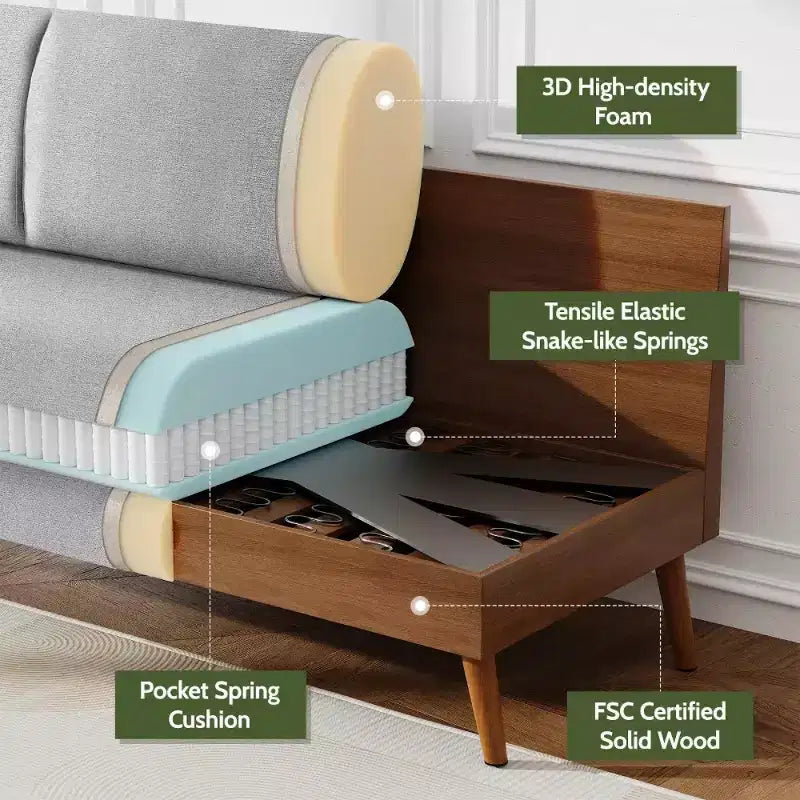 Dyonery 68 Loveseat Sofa, Modern Upholstered Couch with 24 Deep Seat, Padded Arms, Small Comfy Sofa for Living Room