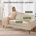 Dyonery 68 Loveseat Sofa, Modern Upholstered Couch with 24 Deep Seat, Padded Arms, Small Comfy Sofa for Living Room