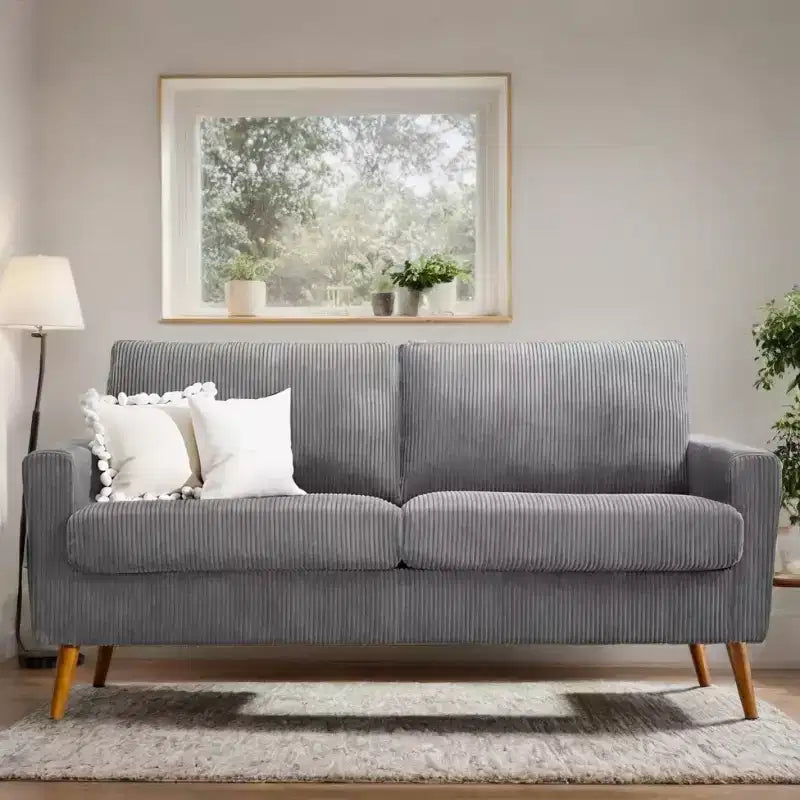 Dyonery 68 Loveseat Sofa, Modern Upholstered Couch with 24 Deep Seat, Padded Arms, Small Comfy Sofa for Living Room