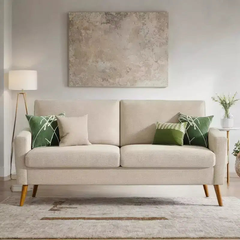 Dyonery 68 Loveseat Sofa, Modern Upholstered Couch with 24 Deep Seat, Padded Arms, Small Comfy Sofa for Living Room
