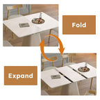 GDFStudio Lin 5 Piece Leather Upholstered Dining Expandable Table Set with 4 Chairs, Sintered Stone Tabletop and Steel Base