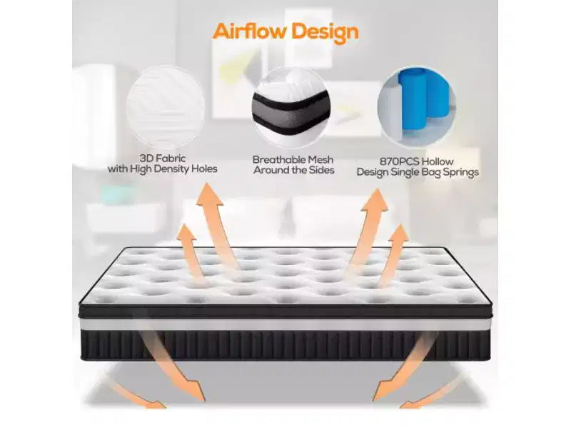 Matelas en solde : Matelas hybride King 14 pouces en boîte, mousse à mémoire de forme gel + ressorts ensachés, rafraîchissant, fermeté moyenne, soulagement de la pression, isolation des mouvements, CertiPUR-US