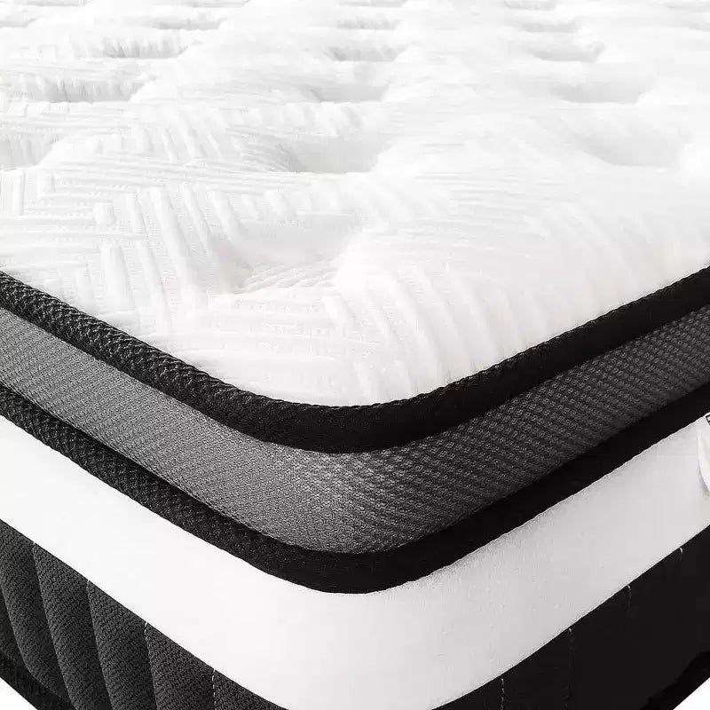 Matelas en solde : Matelas hybride King 14 pouces en boîte, mousse à mémoire de forme gel + ressorts ensachés, rafraîchissant, fermeté moyenne, soulagement de la pression, isolation des mouvements, CertiPUR-US