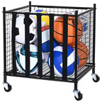 Rolling Sports Ball Storage Cart with Locking Wheels Steel Organizer for Gym Garage School