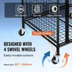 Rolling Sports Ball Storage Cart with Locking Wheels Steel Organizer for Gym Garage School