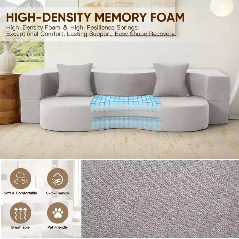 EROMMY Convertible Folding Sofa Bed with High-Density Foam for Living Room, Guest Room, and Bedroom