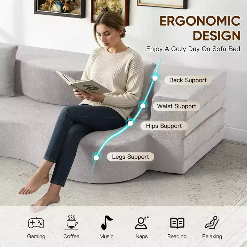 EROMMY Convertible Folding Sofa Bed with High-Density Foam for Living Room, Guest Room, and Bedroom