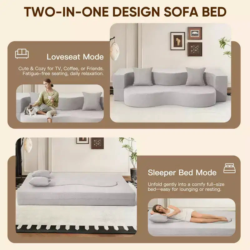 EROMMY Convertible Folding Sofa Bed with High-Density Foam for Living Room, Guest Room, and Bedroom