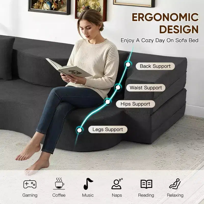 EROMMY Convertible Folding Sofa Bed with High-Density Foam for Living Room, Guest Room, and Bedroom