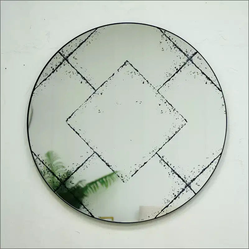 GDFStudio Sun Vintage Industrial Wall Mirror with High-Definition Glass