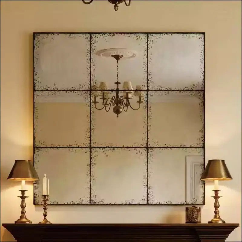 GDFStudio Sun Vintage Industrial Wall Mirror with High-Definition Glass