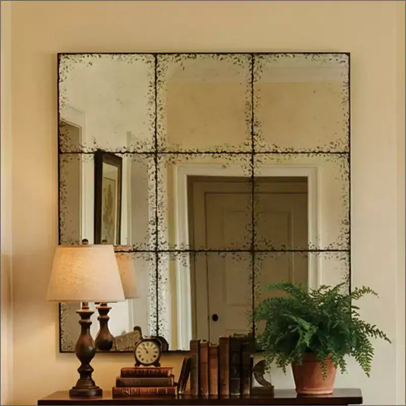 GDFStudio Sun Vintage Industrial Wall Mirror with High-Definition Glass