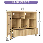 5 Cube Bookcase with LED Light Modern 3 Tier Bookshelf with Drawers for Home Office