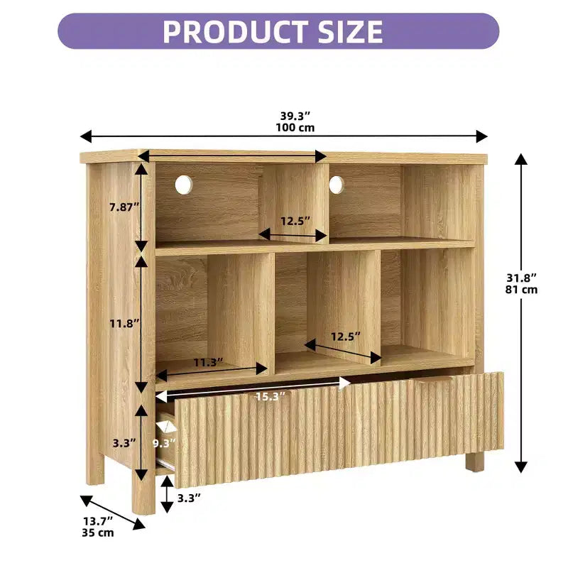 5 Cube Bookcase with LED Light Modern 3 Tier Bookshelf with Drawers for Home Office