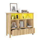 5 Cube Bookcase with LED Light Modern 3 Tier Bookshelf with Drawers for Home Office