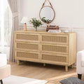 JVNOXK 51.186-Drawers Rattan Storage Cabinet Rattan Drawer with White Drawer Slides,for Bedroom,Living Room,Natural