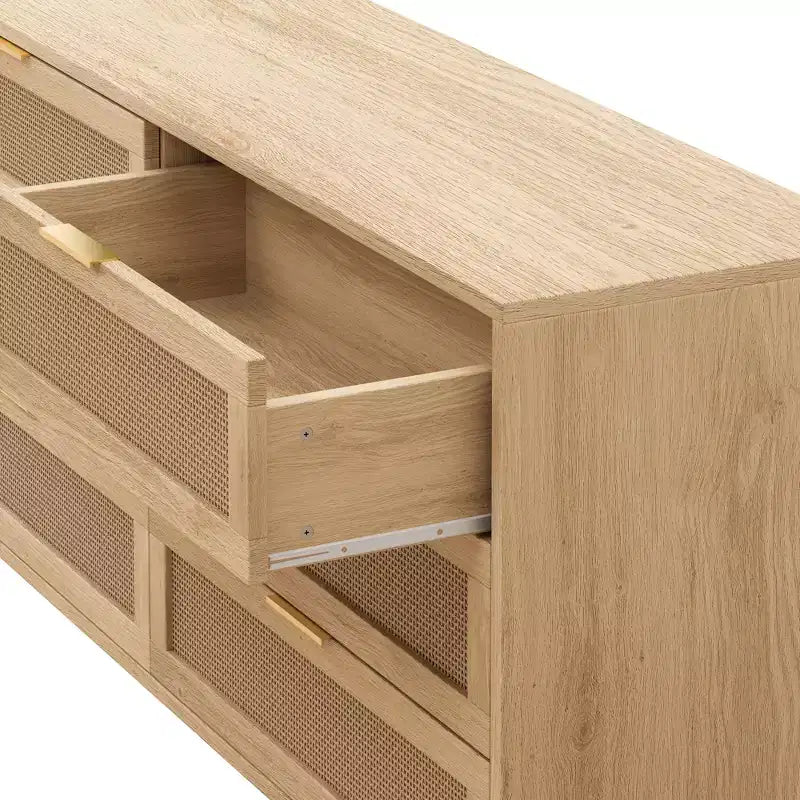 JVNOXK 51.186-Drawers Rattan Storage Cabinet Rattan Drawer with White Drawer Slides,for Bedroom,Living Room,Natural