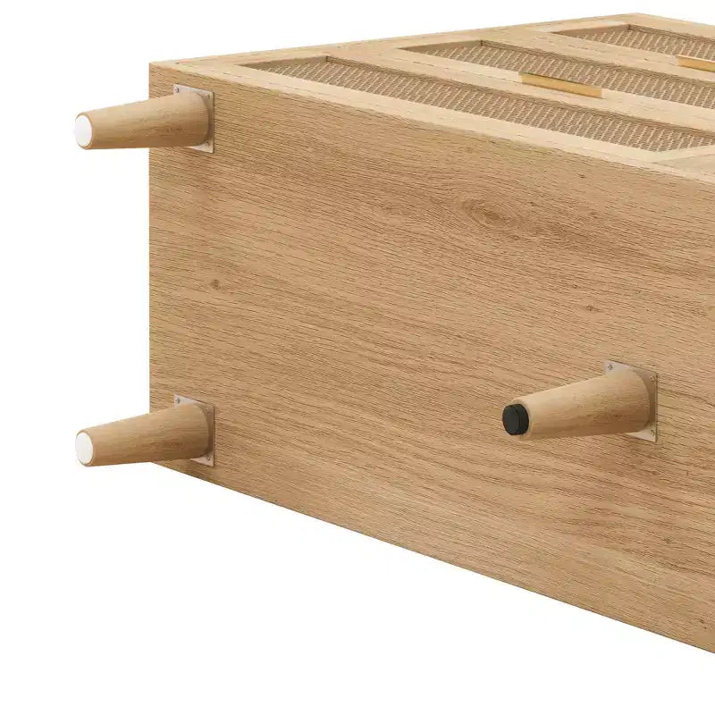 JVNOXK 51.186-Drawers Rattan Storage Cabinet Rattan Drawer with White Drawer Slides,for Bedroom,Living Room,Natural