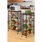 Large 4-Tier Foldable Storage Cart with Lockable Caster - 100Lbs Loading Capacity, Expandable Kitchen Organizer Storage Island, Garage Shelving