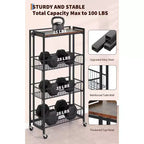 Large 4-Tier Foldable Storage Cart with Lockable Caster - 100Lbs Loading Capacity, Expandable Kitchen Organizer Storage Island, Garage Shelving