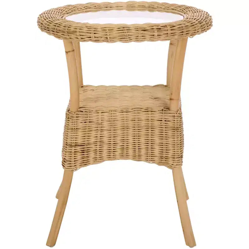 Damary Glass Top Accent Table - ACC6509 - Natural/Glass - Safavieh