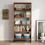MAYEERTY 5-Tier Tall Bookshelf with APP-Controlled LED Lights, 70.87H Deep Wooden Library Bookcase