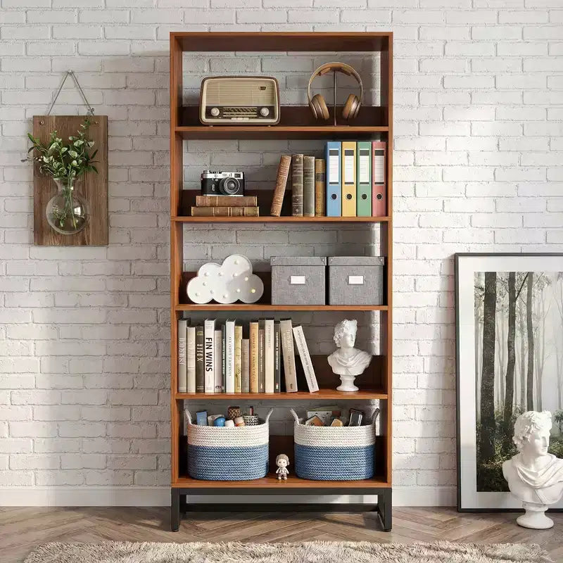 MAYEERTY 5-Tier Tall Bookshelf with APP-Controlled LED Lights, 70.87H Deep Wooden Library Bookcase