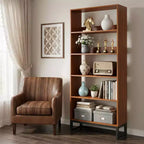 MAYEERTY 5-Tier Tall Bookshelf with APP-Controlled LED Lights, 70.87H Deep Wooden Library Bookcase