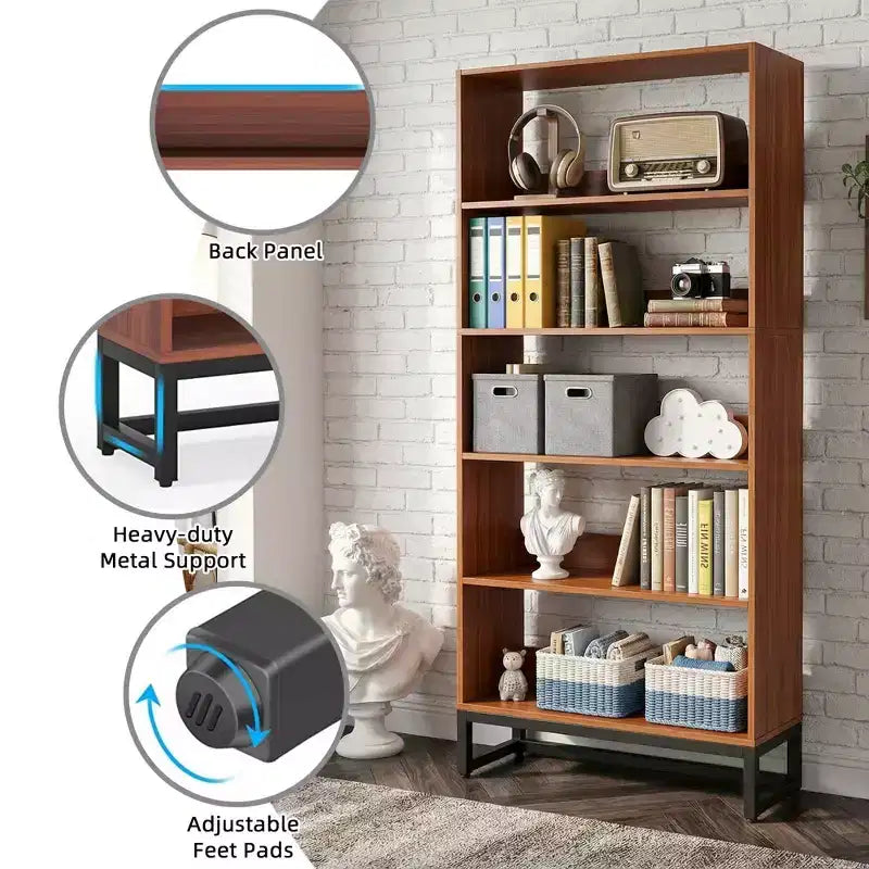 MAYEERTY 5-Tier Tall Bookshelf with APP-Controlled LED Lights, 70.87H Deep Wooden Library Bookcase