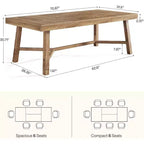 Lantine 70.9-Inch Farmhouse Dining Table for 6-8, Large Rectangle Kitchen Table with Reinforced Legs for Kitchen, Dining and Living Room, Natural