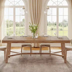Lantine 70.9-Inch Farmhouse Dining Table for 6-8, Large Rectangle Kitchen Table with Reinforced Legs for Kitchen, Dining and Living Room, Natural