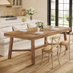Lantine 70.9-Inch Farmhouse Dining Table for 6-8, Large Rectangle Kitchen Table with Reinforced Legs for Kitchen, Dining and Living Room, Natural