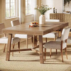 Lantine 70.9-Inch Farmhouse Dining Table for 6-8, Large Rectangle Kitchen Table with Reinforced Legs for Kitchen, Dining and Living Room, Natural
