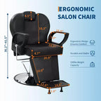 Barber Chair for Salon, Heavy Duty Reclining Barber Chair with Adjustable Height & Headrest, Salon Shampoo Chair 360 Degree Swivel