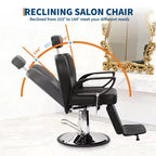 Barber Chair for Salon, Heavy Duty Reclining Barber Chair with Adjustable Height & Headrest, Salon Shampoo Chair 360 Degree Swivel