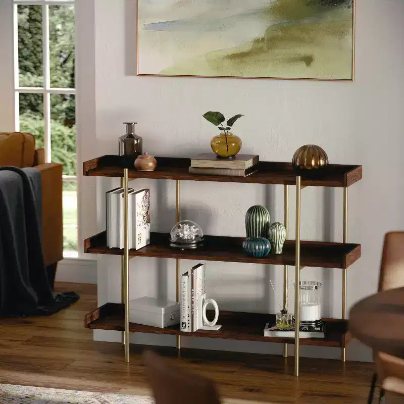 Étagère de rangement et de présentation à 3 niveaux Martha Stewart Emmett avec cadre en métal