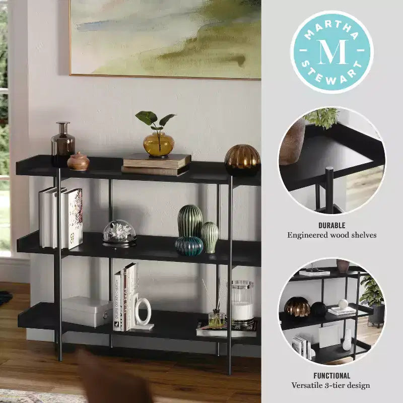 Étagère de rangement et de présentation à 3 niveaux Martha Stewart Emmett avec cadre en métal