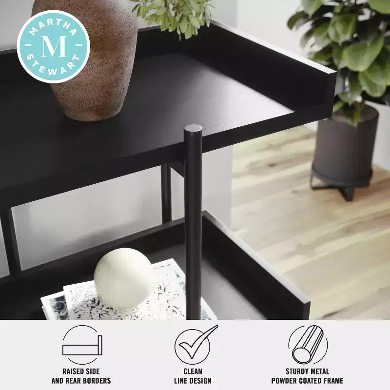 Étagère de rangement et de présentation à 3 niveaux Martha Stewart Emmett avec cadre en métal
