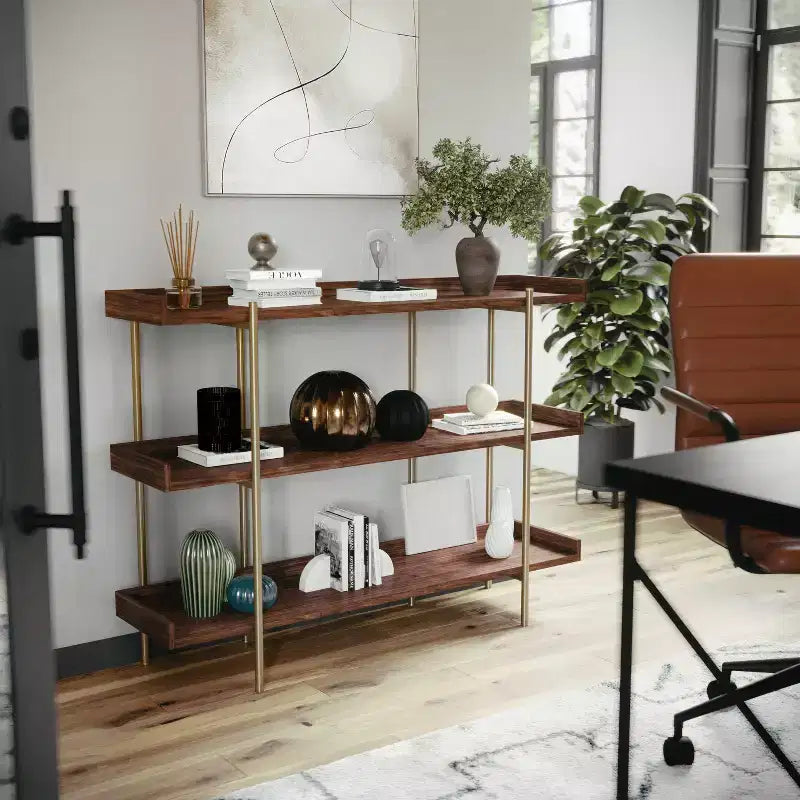 Étagère de rangement et de présentation à 3 niveaux Martha Stewart Emmett avec cadre en métal