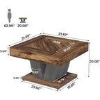 Lantine Square Coffee Table, Wood Center Table for Living Room, 31.5 Modern Cocktail Tea Accent Table, Rustic Brown & Black