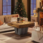 Lantine Square Coffee Table, Wood Center Table for Living Room, 31.5 Modern Cocktail Tea Accent Table, Rustic Brown & Black