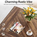 Lantine Square Coffee Table, Wood Center Table for Living Room, 31.5 Modern Cocktail Tea Accent Table, Rustic Brown & Black
