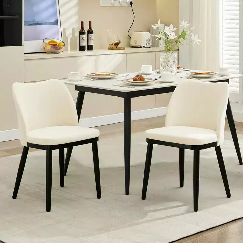 Upholstered Dining Chairs Set of 2  Padded Seat & Back, Wooden Legs, 300 LBS Capacity Chairs for Dining Room, Kitchen, Restaurant, Cafe