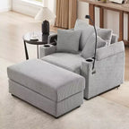 MAYEERTY 41.7 Modern Single Sofa with Storage Ottoman Two Cup Holders for Living Room Gray