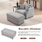 MAYEERTY 41.7 Modern Single Sofa with Storage Ottoman Two Cup Holders for Living Room Gray