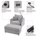 MAYEERTY 41.7 Modern Single Sofa with Storage Ottoman Two Cup Holders for Living Room Gray