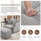 MAYEERTY 41.7 Modern Single Sofa with Storage Ottoman Two Cup Holders for Living Room Gray