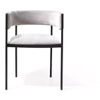 HomeRoots Lot de deux chaises de salle à manger à accoudoirs, dossier ouvert, en tissu gris clair et acier